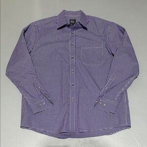 JoS. A. Bank Traveler Purple and White Button-Down Shirt (Men L)